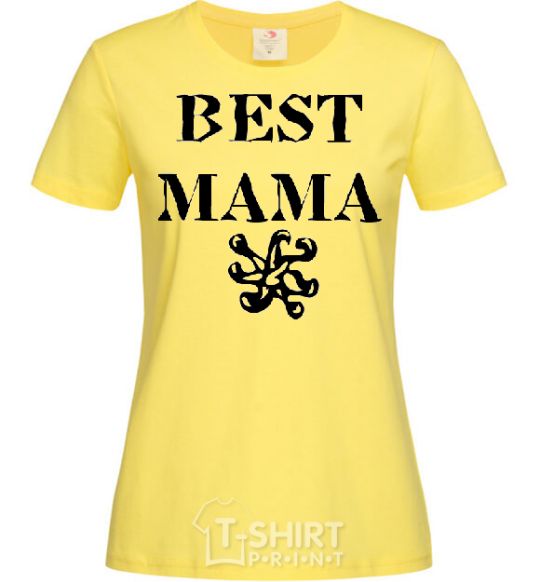 Women's T-shirt BEST MAMA with a sign cornsilk фото