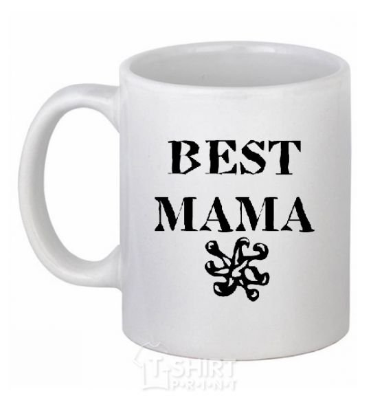 Ceramic mug BEST MAMA with a sign White фото