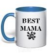 Mug with a colored handle BEST MAMA with a sign royal-blue фото