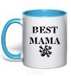 Mug with a colored handle BEST MAMA with a sign sky-blue фото