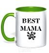 Mug with a colored handle BEST MAMA with a sign kelly-green фото