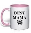 Mug with a colored handle BEST MAMA with a sign light-pink фото