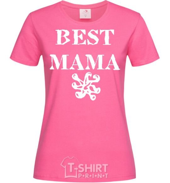 Women's T-shirt BEST MAMA with a sign heliconia фото