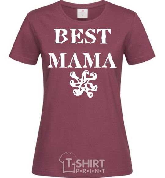 Women's T-shirt BEST MAMA with a sign burgundy фото