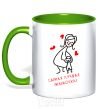 Mug with a colored handle THE BEST MOMMY EVER kelly-green фото