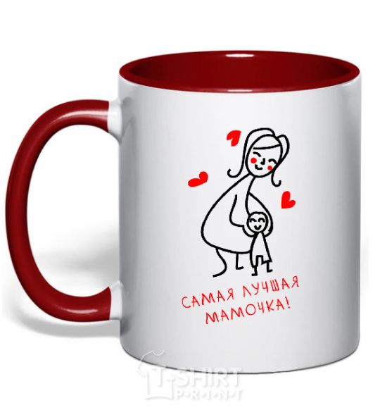 Mug with a colored handle THE BEST MOMMY EVER red фото