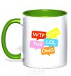 Mug with a colored handle WTF kelly-green фото