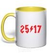 Mug with a colored handle 25/17 yellow фото