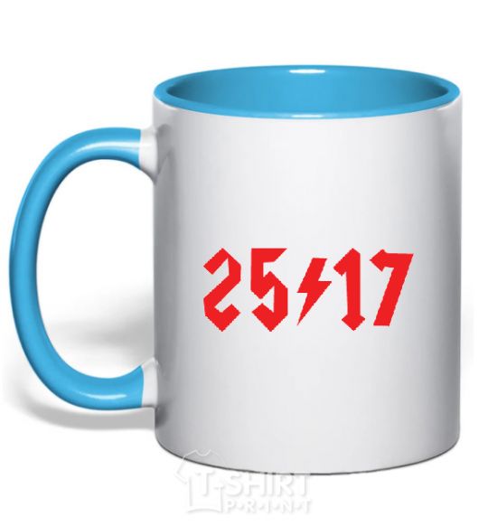 Mug with a colored handle 25/17 sky-blue фото