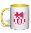 Mug with a colored handle BARCELONA yellow фото