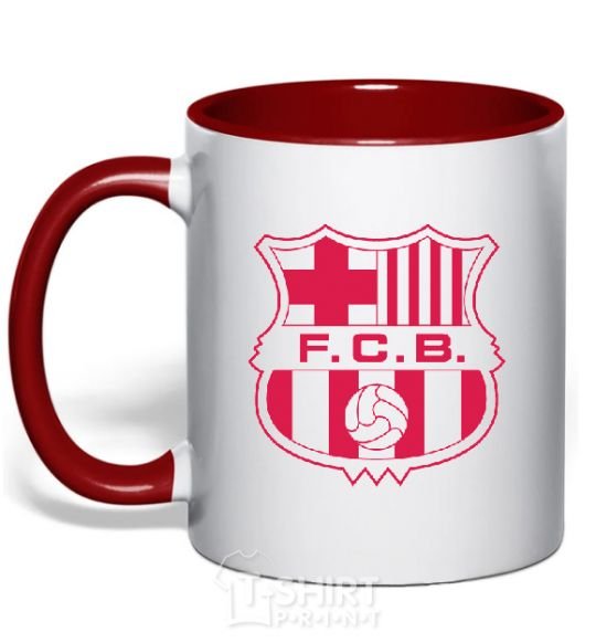 Mug with a colored handle BARCELONA red фото