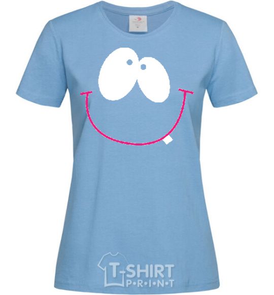 Women's T-shirt DREAMY SMILE sky-blue фото