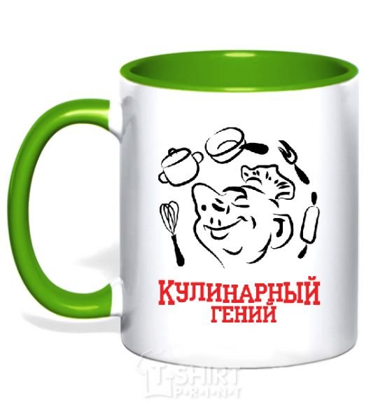 Mug with a colored handle CULINARY GENIUS kelly-green фото