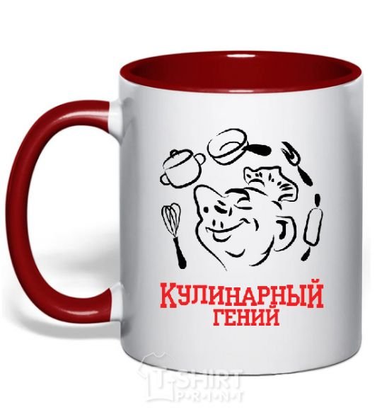 Mug with a colored handle CULINARY GENIUS red фото