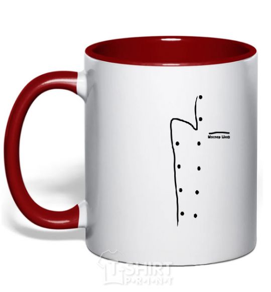 Mug with a colored handle MASTER CHEF red фото