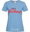 Women's T-shirt I ENJOY COOKING sky-blue фото