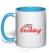 Mug with a colored handle I ENJOY COOKING sky-blue фото