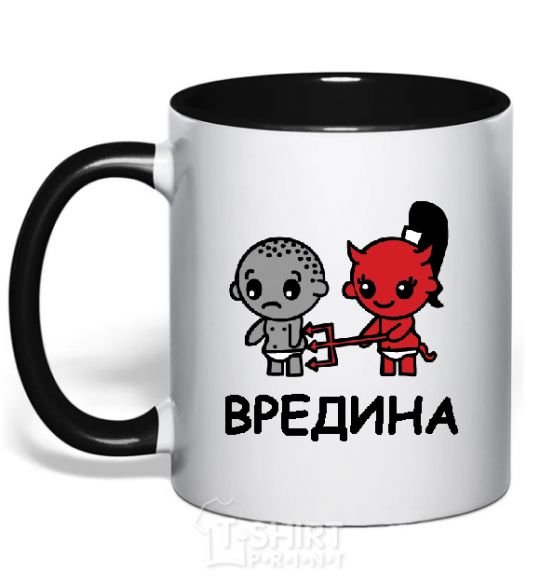 Mug with a colored handle Pest black фото