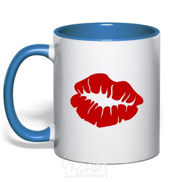 Чашка с цветной ручкой KISS from girl Ярко-синий фото