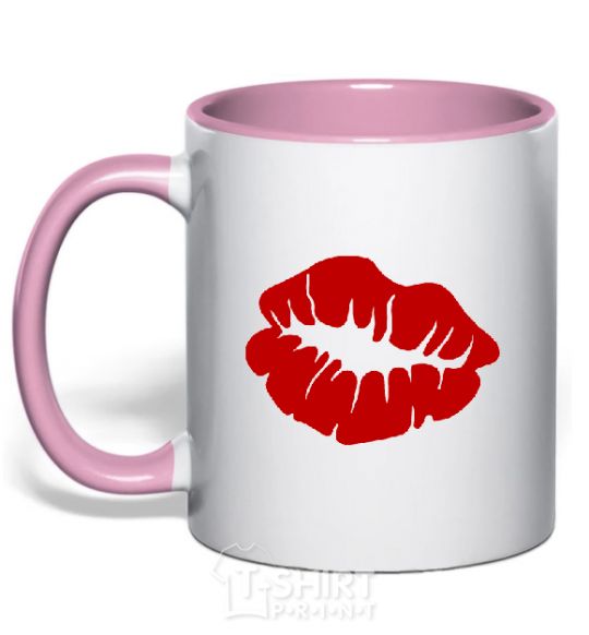 Чашка с цветной ручкой KISS from girl Нежно розовый фото