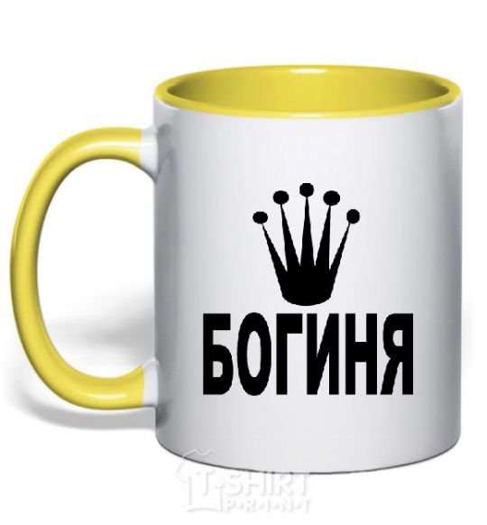 Mug with a colored handle GODDESS yellow фото