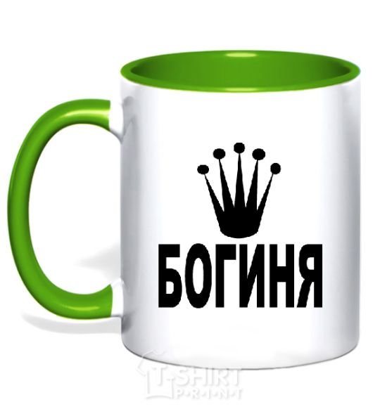 Mug with a colored handle GODDESS kelly-green фото