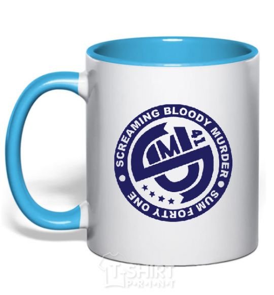 Mug with a colored handle SUM 41 sky-blue фото