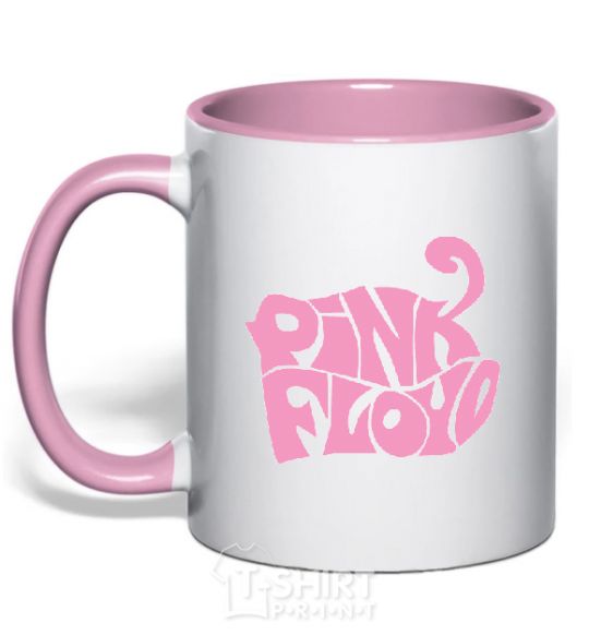Mug with a colored handle PINK FLOYD graphics light-pink фото