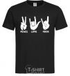 Men's T-Shirt PEACE LOVE ROCK black фото