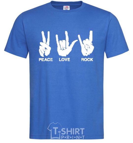 Мужская футболка PEACE LOVE ROCK Ярко-синий фото