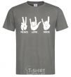 Men's T-Shirt PEACE LOVE ROCK dark-grey фото