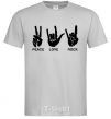 Men's T-Shirt PEACE LOVE ROCK grey фото