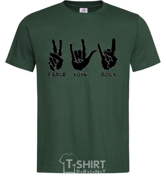 Мужская футболка PEACE LOVE ROCK Темно-зеленый фото