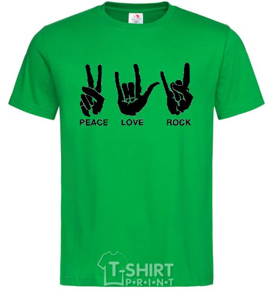 Men's T-Shirt PEACE LOVE ROCK kelly-green фото