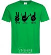 Мужская футболка PEACE LOVE ROCK Зеленый фото