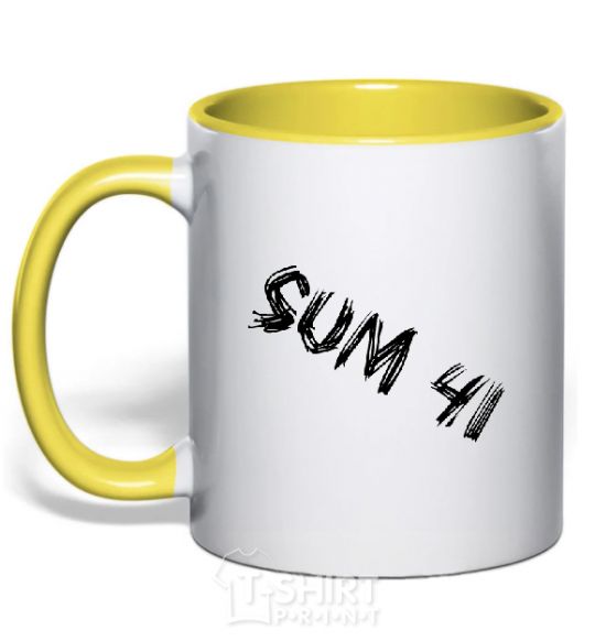 Mug with a colored handle SUM41 yellow фото