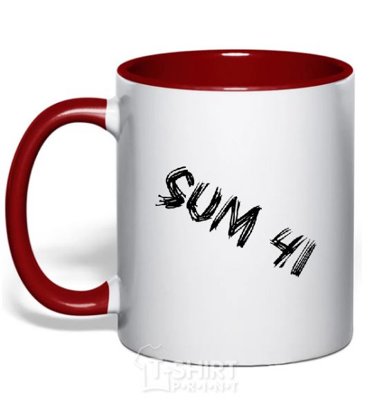 Mug with a colored handle SUM41 red фото