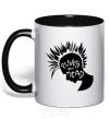 Mug with a colored handle PUNKS NOT DEАD black фото