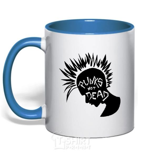 Mug with a colored handle PUNKS NOT DEАD royal-blue фото