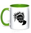 Mug with a colored handle PUNKS NOT DEАD kelly-green фото