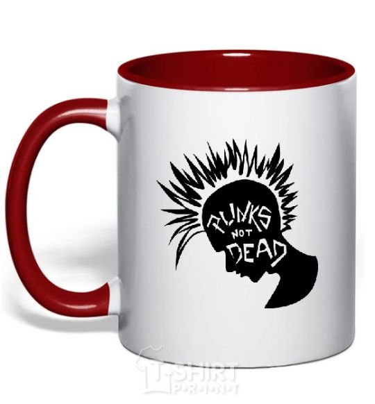 Mug with a colored handle PUNKS NOT DEАD red фото