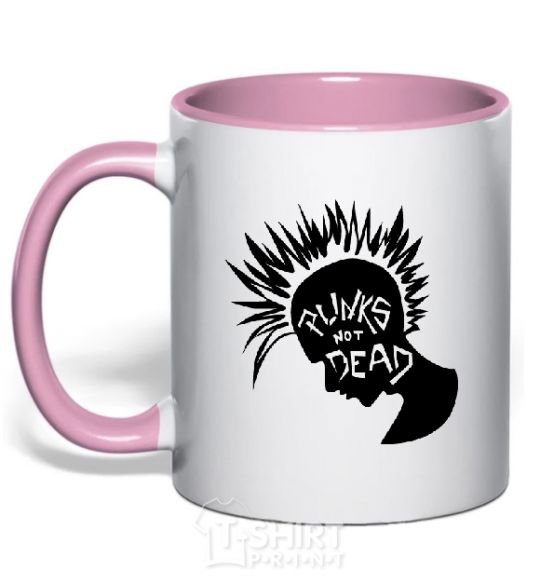 Mug with a colored handle PUNKS NOT DEАD light-pink фото