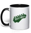 Mug with a colored handle ROCK-N-ROLL black фото