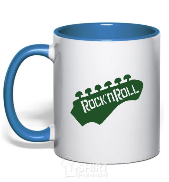 Mug with a colored handle ROCK-N-ROLL royal-blue фото