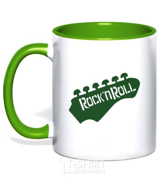 Mug with a colored handle ROCK-N-ROLL kelly-green фото