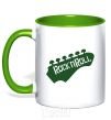 Mug with a colored handle ROCK-N-ROLL kelly-green фото