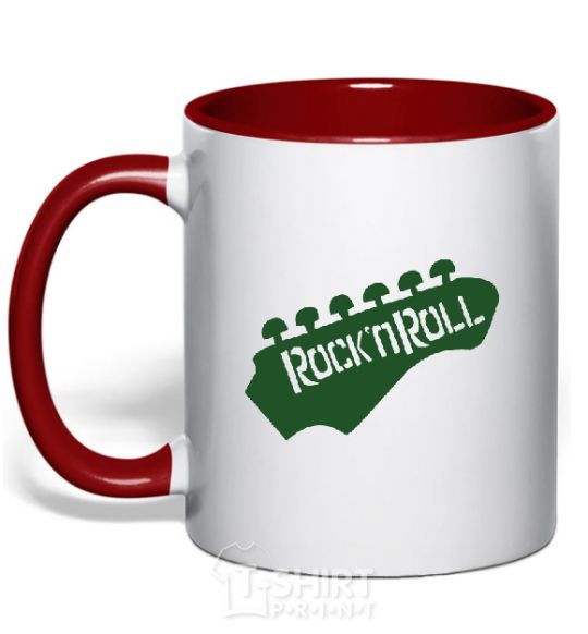 Mug with a colored handle ROCK-N-ROLL red фото