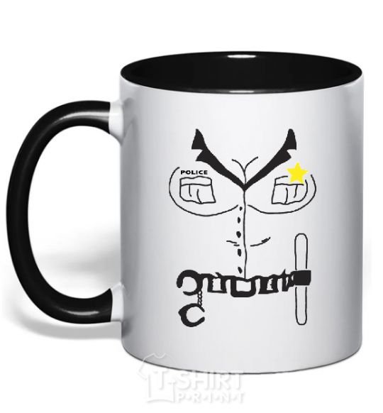 Mug with a colored handle WOMAN POLICE OFFICER black фото