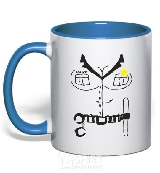 Mug with a colored handle WOMAN POLICE OFFICER royal-blue фото