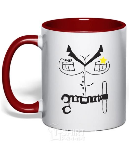 Mug with a colored handle WOMAN POLICE OFFICER red фото